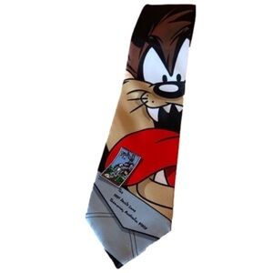 Vintage Looney Tunes Stamp Collection Taz Lick necktie with Bugs Bunny New